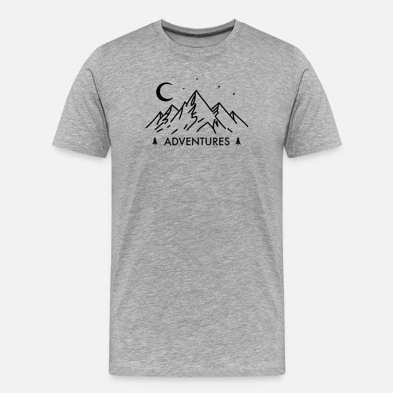 Berg Panorama mit Abenteuer Urlaub - Männer Premium Bio T-Shirt - Grau meliert