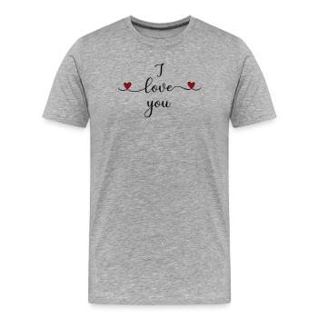 Ich liebe Dich - Männer Premium Bio T-Shirt - Grau meliert - Vorne - Damien (186cm)