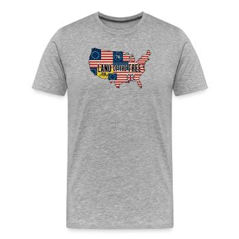Carte du Pays des États-Unis Libres - T-shirt bio Premium Homme - gris chiné - Devant - Damien (186cm)