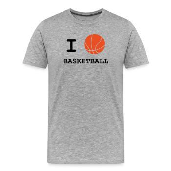 Ich liebe Basketball - Männer Premium Bio T-Shirt - Grau meliert - Vorne - Damien (186cm)