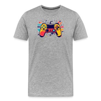 Farbiger Spielcontroller Gaming Popkunst Motiv - Männer Premium Bio T-Shirt - Grau meliert - Vorne - Damien (186cm)