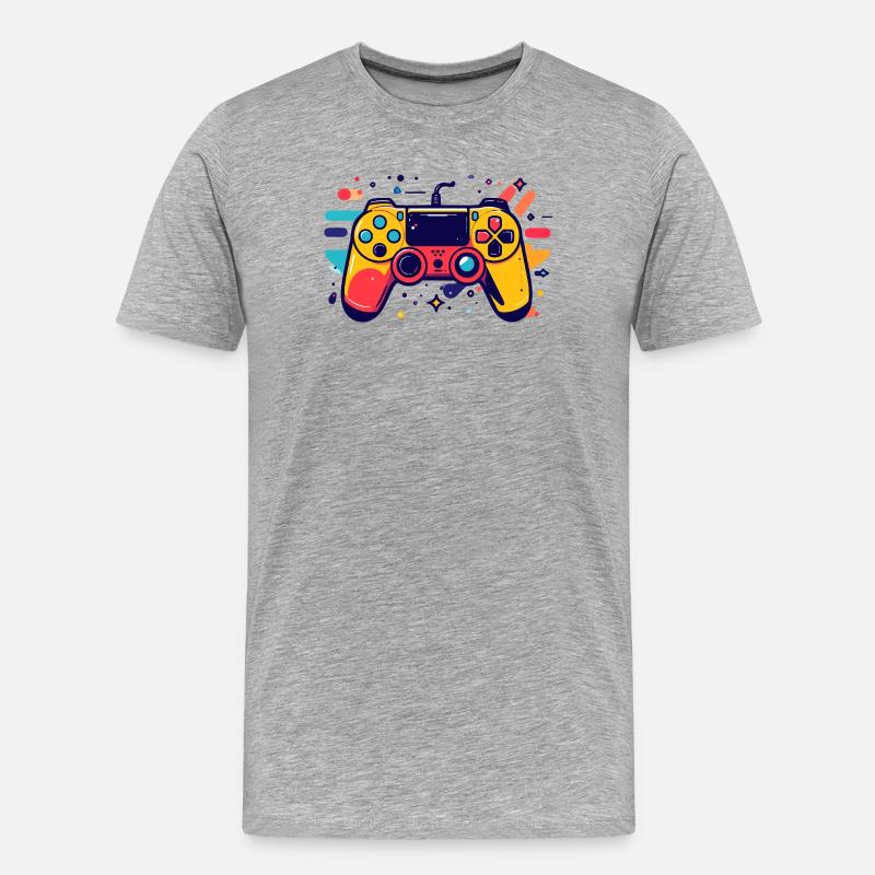 Farbiger Spielcontroller Gaming Popkunst Motiv - Männer Premium Bio T-Shirt - Grau meliert