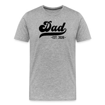Für stolze Väter – Dad EST. 2026 - Männer Premium Bio T-Shirt - Grau meliert - Vorne - Damien (186cm)