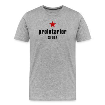 Proletarier Stolz mit rotem Stern - Männer Premium Bio T-Shirt - Grau meliert - Vorne - Damien (186cm)