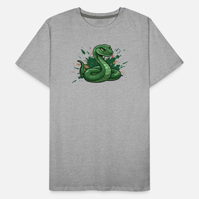 Serpent de dessin animé vert avec éclaboussures T-shirt bio Premium Homme