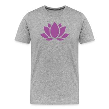 Fleur de lotus, fleur de lotus, fleur de lotus, fleur de violette, yoga - T-shirt bio Premium Homme - gris chiné - Devant - Damien (186cm)