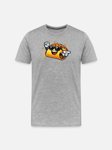 Cooler Taco mit Sonnenbrille - Männer Premium Bio T-Shirt - Grau meliert