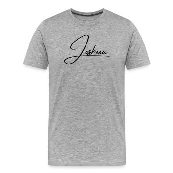 Joshua Name - Elegant Cursive Script - Men's Premium Organic T-Shirt - heather grey - Front - Damien (186cm)