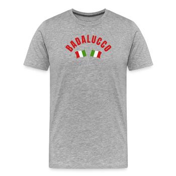 Blason des drapeaux italiens de Badalucco - T-shirt bio Premium Homme - gris chiné - Devant - Damien (186cm)