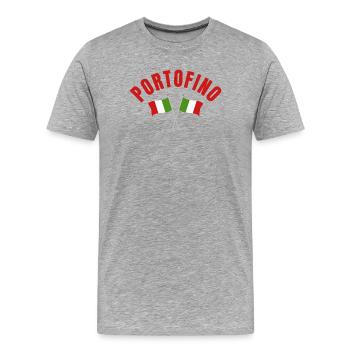 Emblème de Portofino croisant les drapeaux italiens - T-shirt bio Premium Homme - gris chiné - Devant - Damien (186cm)