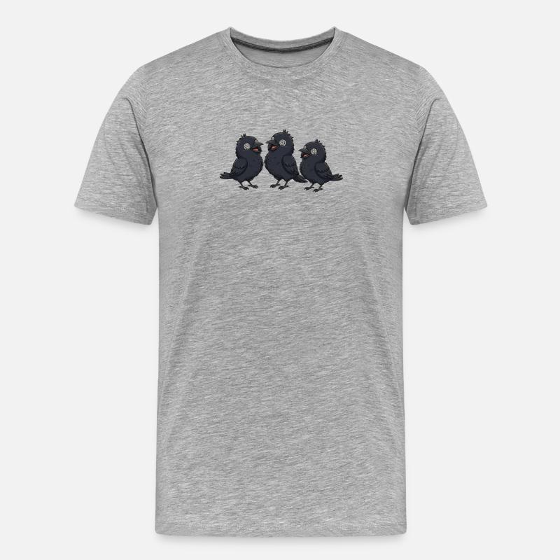 Drei Raben Brüder - Männer Premium Bio T-Shirt - Grau meliert
