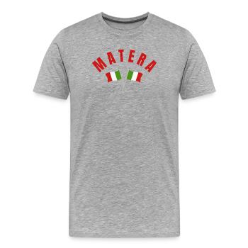 Matera Crossed Italian Flags Emblem - Men's Premium Organic T-Shirt - heather grey - Front - Damien (186cm)