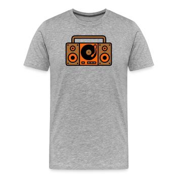 Retro Boombox Ghettoblaster 80er - Männer Premium Bio T-Shirt - Grau meliert - Vorne - Damien (186cm)