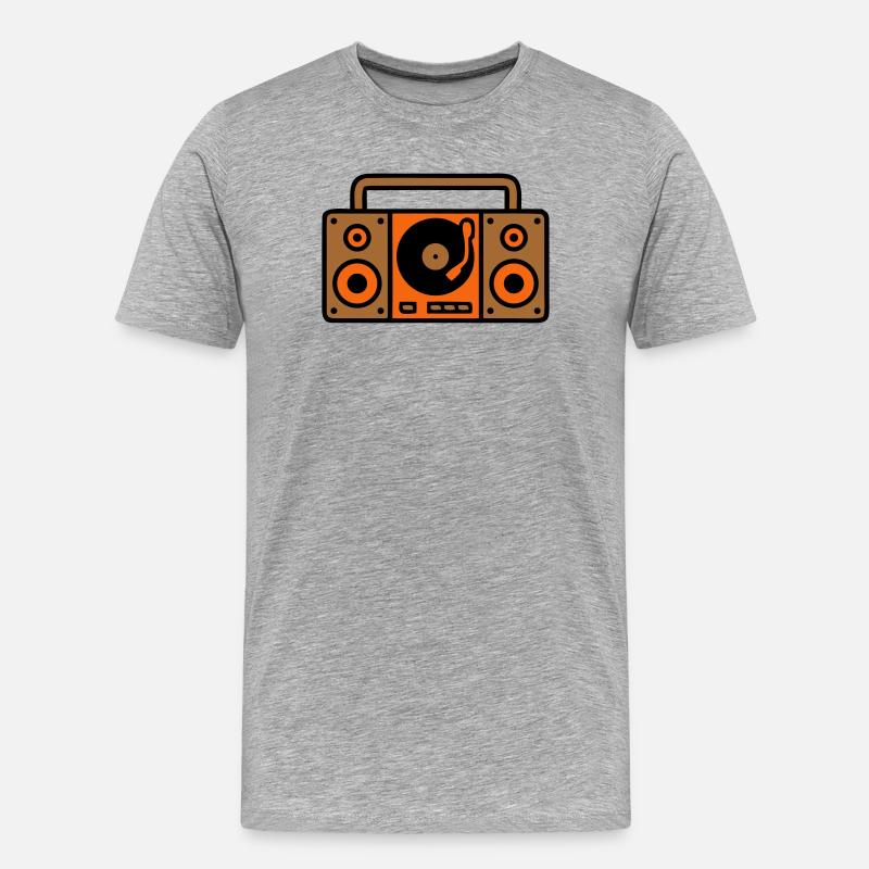 Retro Boombox Ghettoblaster 80er - Männer Premium Bio T-Shirt - Grau meliert