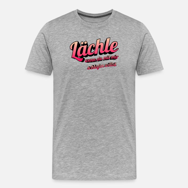 Lächel-Scherz: Mit mir schlafen willst - Männer Premium Bio T-Shirt - Grau meliert