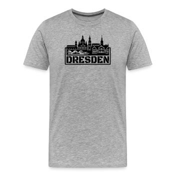 Dresden City Silhouette Landmark Souvenir - Men's Premium Organic T-Shirt - heather grey - Front - Damien (186cm)