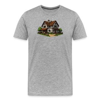 Half-timbered house on the garden path - Men's Premium Organic T-Shirt - heather grey - Front - Damien (186cm)