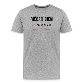 Mécanicien DIY: Répare ce que - T-shirt bio Premium Homme - gris chiné - Devant - Damien (186cm)