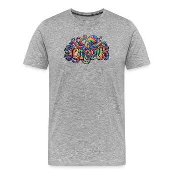 Psychedelische Batik-Oktopus-Kunst - Männer Premium Bio T-Shirt - Grau meliert - Vorne - Damien (186cm)