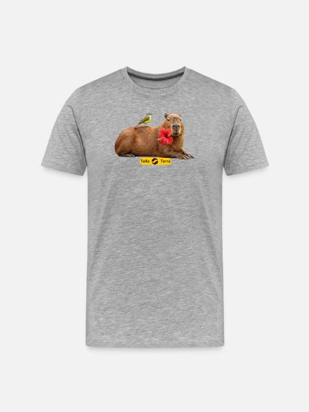 Capybara Tropical Hibiscus - T-shirt bio Premium Homme - gris chiné