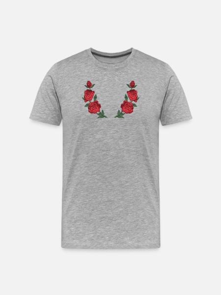 Red Rose Randrahmen - Männer Premium Bio T-Shirt - Grau meliert