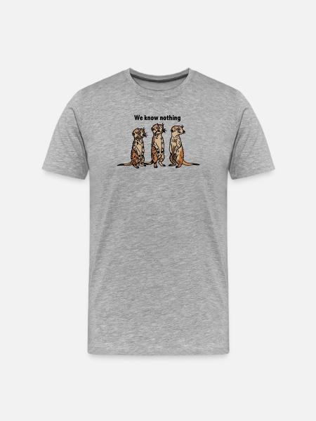 Funny Meerkat Trio - We know nothing - Men's Premium Organic T-Shirt - heather grey