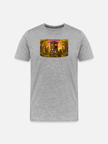 Forest Hunting Lookout Tower - Men's Premium Organic T-Shirt - heather grey