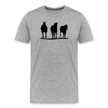 Pferde Herde | Silhouette - Männer Premium Bio T-Shirt - Grau meliert - Vorne - Damien (186cm)
