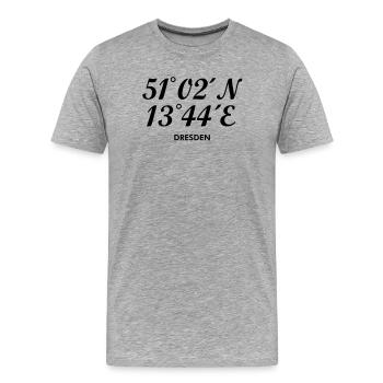 Dresden Koordinaten - Männer Premium Bio T-Shirt - Grau meliert - Vorne - Damien (186cm)