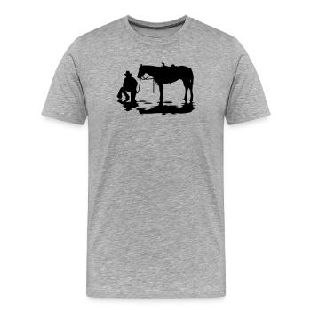 Cowboy  - Männer Premium Bio T-Shirt - Grau meliert - Vorne - Damien (186cm)