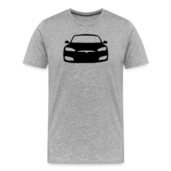 Model S Symbol - Männer Premium Bio T-Shirt - Grau meliert - Vorne - Damien (186cm)