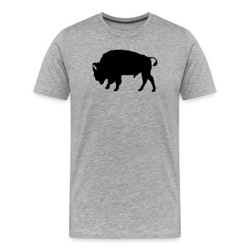 Bison - Männer Premium Bio T-Shirt - Grau meliert - Vorne - Damien (186cm)