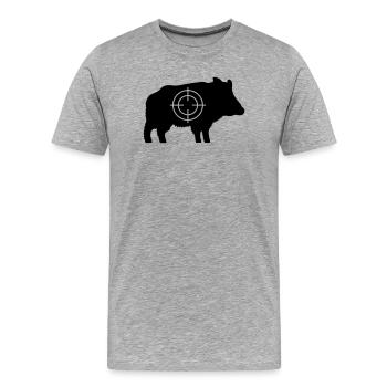 Wildschwein mit Fadenkreuz - Männer Premium Bio T-Shirt - Grau meliert - Vorne - Damien (186cm)
