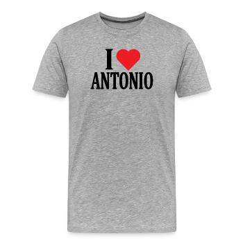 T-shirt J’adore Antonio t-shirt idée cadeau - T-shirt bio Premium Homme - gris chiné - Devant - Damien (186cm)