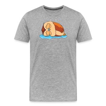 Hibou triste - T-shirt bio Premium Homme - gris chiné - Devant - Damien (186cm)