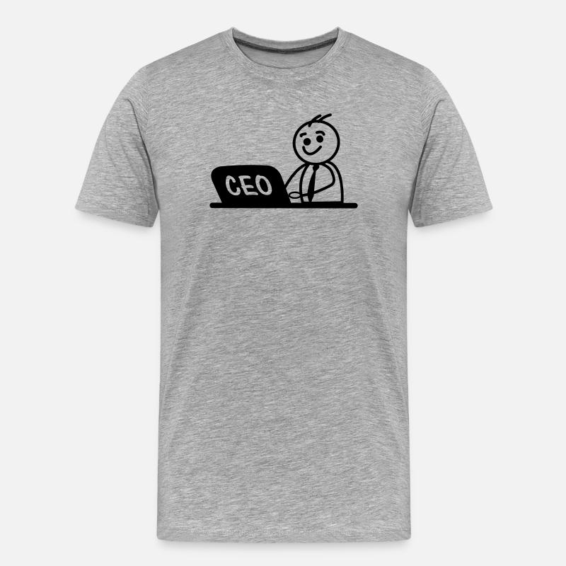 CEO von Arbeitslaptop - Männer Premium Bio T-Shirt - Grau meliert