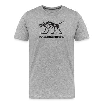 Maschinenhund mit Text - Männer Premium Bio T-Shirt - Grau meliert - Vorne - Damien (186cm)