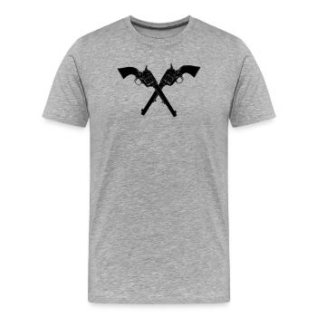 Two crossed colt army Revolver Colt 45 - Men's Premium Organic T-Shirt - heather grey - Front - Damien (186cm)