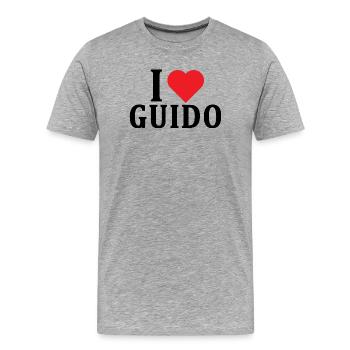 T-Shirt I love Guido T-Shirt Geschenkidee - Männer Premium Bio T-Shirt - Grau meliert - Vorne - Damien (186cm)