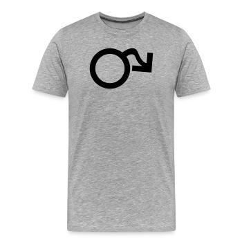 Symbole mâle pendu - T-shirt bio Premium Homme - gris chiné - Devant - Damien (186cm)