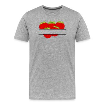 Fraises en bannière avec fraises rouges - T-shirt bio Premium Homme - gris chiné - Devant - Damien (186cm)