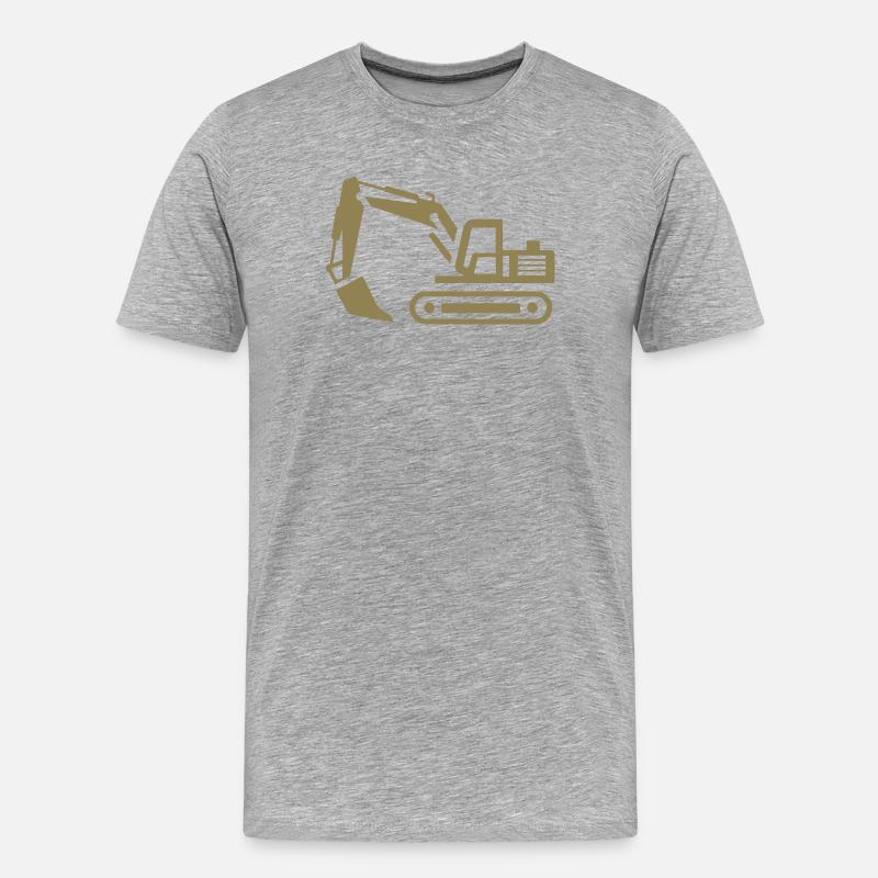 Bagger-Konturen: Silhouette eines Baugeräteführers - Männer Premium Bio T-Shirt - Grau meliert