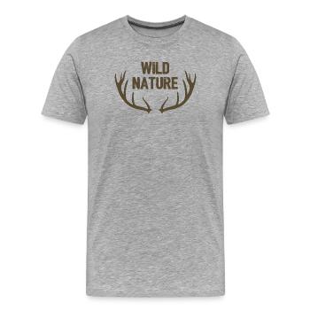Wild Nature & Deer Antlers - Men's Premium Organic T-Shirt - heather grey - Front - Damien (186cm)