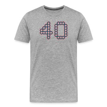 40. 40 ANS. 40e ANNIVERSAIRE. ANNIVERSAIRE 40 ANS. - T-shirt bio Premium Homme - gris chiné - Devant - Damien (186cm)