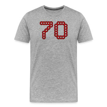 70. 70 ANS. 70e ANNIVERSAIRE. ANNIVERSAIRE 70 ANS. - T-shirt bio Premium Homme - gris chiné - Devant - Damien (186cm)