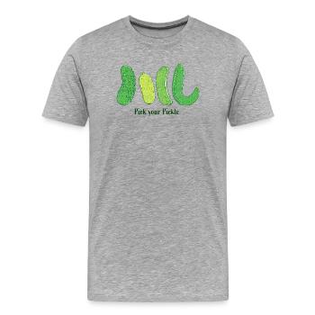 Pick Your Pickle: Green Cucumber Art - Men's Premium Organic T-Shirt - heather grey - Front - Damien (186cm)