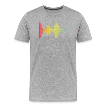 Motif d’ondes sonores colorées - T-shirt bio Premium Homme - gris chiné - Devant - Damien (186cm)