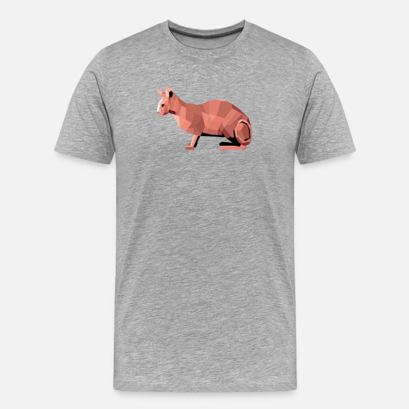 Sphynx Low Poly Cat – Geometrisches Design - Männer Premium Bio T-Shirt - Grau meliert