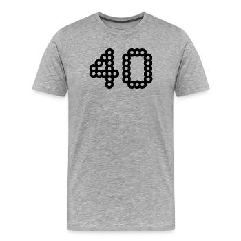 40. 40 ANS. 40e ANNIVERSAIRE. ANNIVERSAIRE 40 ANS. - T-shirt bio Premium Homme - gris chiné - Devant - Damien (186cm)