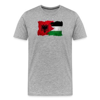 Albanie_Palestine_2025 - Männer Premium Bio T-Shirt - Grau meliert - Vorne - Damien (186cm)